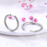 925 Silver Women Charm Hoop Earrings Pave Heart Square Sparkling Earring