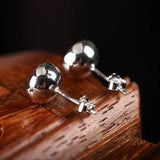 925 Silver Women Party Stud Earrings Bead Setting Fine Jewelry DIY Stone