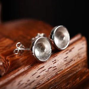 925 Silver Women Party Stud Earrings Bead Setting Fine Jewelry DIY Stone