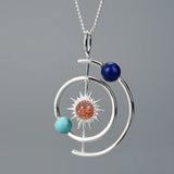 925 Silver Solar System Pendants Set