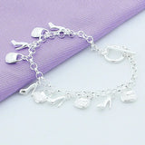 925 Silver Women Shoe Bag Chain Bracelet Jewelry Charm Bracelet