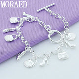 925 Silver Women Shoe Bag Chain Bracelet Jewelry Charm Bracelet