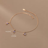 925 Silver Little Bear Anklet Leg Chain Rose