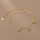 925 Silver Little Bear Anklet Leg Chain Rose