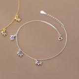 925 Silver Little Bear Anklet Leg Chain Rose