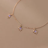 925 Silver Little Bear Anklet Leg Chain Rose