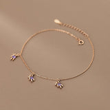 925 Silver Little Bear Anklet Leg Chain Rose