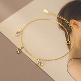 925 Silver Little Bear Anklet Leg Chain Rose