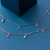 925 Silver Women's Anklet Musical Note Foot Bracelet Rose Platinum