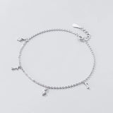 925 Silver Women's Anklet Musical Note Foot Bracelet Rose Platinum