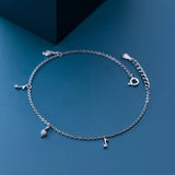 925 Silver Women's Anklet Musical Note Foot Bracelet Rose Platinum