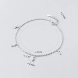 925 Silver Women's Anklet Musical Note Foot Bracelet Rose Platinum
