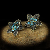 925 Silver Zircon Five-pointed Star Earrings Flower Party Jewelry