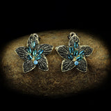 925 Silver Zircon Five-pointed Star Earrings Flower Party Jewelry
