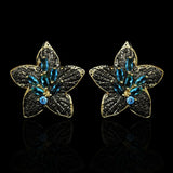 925 Silver Zircon Five-pointed Star Earrings Flower Party Jewelry