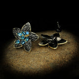 925 Silver Zircon Five-pointed Star Earrings Flower Party Jewelry