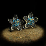 925 Silver Zircon Five-pointed Star Earrings Flower Party Jewelry