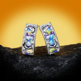 925 Silver Women's Earrings Colored Flowers Epoxy Enamel Jewelry