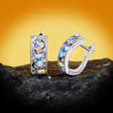 925 Silver Women's Earrings Colored Flowers Epoxy Enamel Jewelry