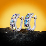 925 Silver Women's Earrings Colored Flowers Epoxy Enamel Jewelry