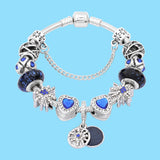 925 Silver Starry Sky Glass Bead Bracelet Jewelry Set