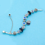 925 Silver Starry Sky Glass Bead Bracelet Jewelry Set