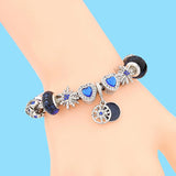 925 Silver Starry Sky Glass Bead Bracelet Jewelry Set