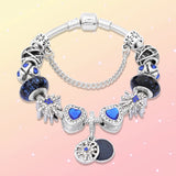 925 Silver Starry Sky Glass Bead Bracelet Jewelry Set