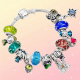 925 Silver Women's Princess Series Glass Beads Snake Bracelet Set