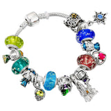 925 Silver Women's Princess Series Glass Beads Snake Bracelet Set