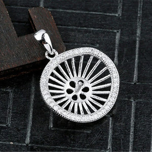 925 Silver Zircon Pendant Blank For Half-Drilled Round Beads
