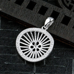 925 Silver Zircon Pendant Blank For Half-Drilled Round Beads