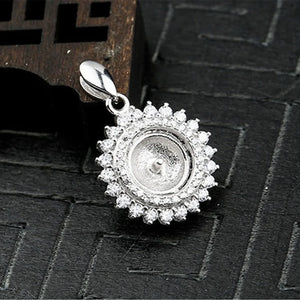 925 Silver Zircon Pendant Blank for 8mm Round Beads/Pearls P315B