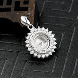 925 Silver Zircon Pendant Blank for 8mm Round Beads/Pearls P315B