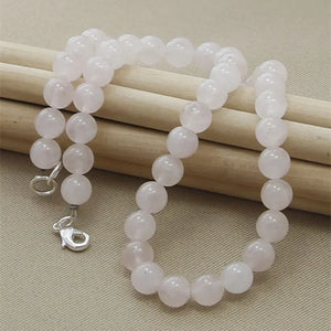 925 Silver Pink Crystal Necklace for Women Wedding Charm Jewelry