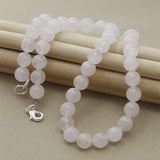 925 Silver Pink Crystal Necklace for Women Wedding Charm Jewelry