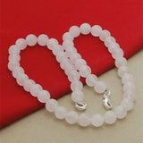 925 Silver Pink Crystal Necklace for Women Wedding Charm Jewelry