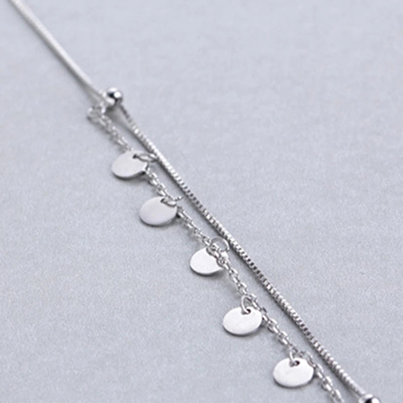 925 Silver Coins Anklet Bracelet Enkelbandje Tornozeleira Bohemian Vintage Gift