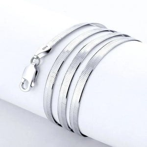 925 Silver 4MM Chain Necklace for Women Couple Fine Jewelry