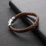 925 Silver Men Jewelry Buddha Bracelet Punk Leather Bracelet