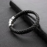 925 Silver Men Jewelry Buddha Bracelet Punk Leather Bracelet
