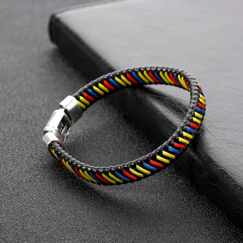 925 Silver Men Jewelry Buddha Bracelet Punk Leather Bracelet