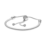 925 Silver Adjustable Pentagram Heart Drawstring Bracelet Snake Chain
