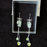925 Silver Flash Crystal Long Earrings