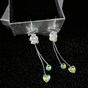 925 Silver Flash Crystal Long Earrings