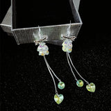 925 Silver Flash Crystal Long Earrings