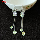 925 Silver Flash Crystal Long Earrings