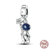 925 Silver Astronaut Galaxy Charm Beads for Bracelet Necklace
