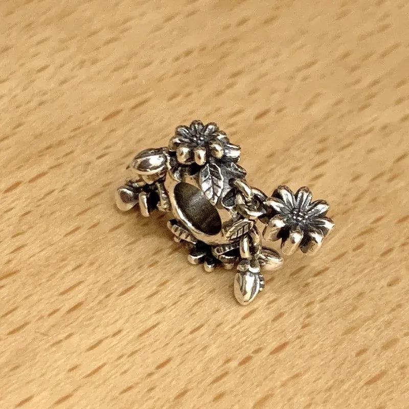 925 Silver Daisy Flower Spacer Beads for Jewelry Making