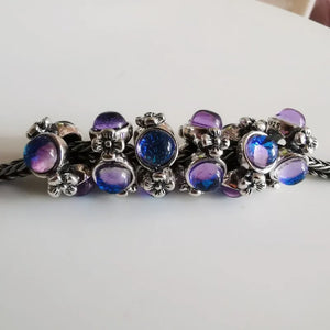 925 Silver Beads Three-Side Small Flower Bo Glaze Support String Beads